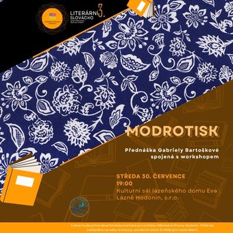 Přednáška Gabriely Bartoškové spolu s workshopem představí tradiční rodinnou dílnu na modrotisk a ukáže výrobky, které spojují řemeslo a umění. 